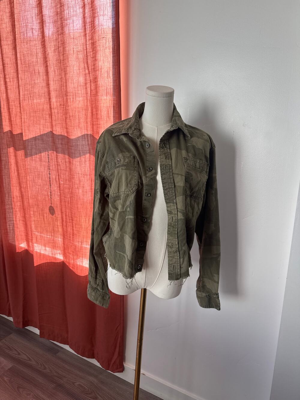 Wrangler Distressed Camo Buttondown Shirt Grunge Punk Emo Alt Alternative